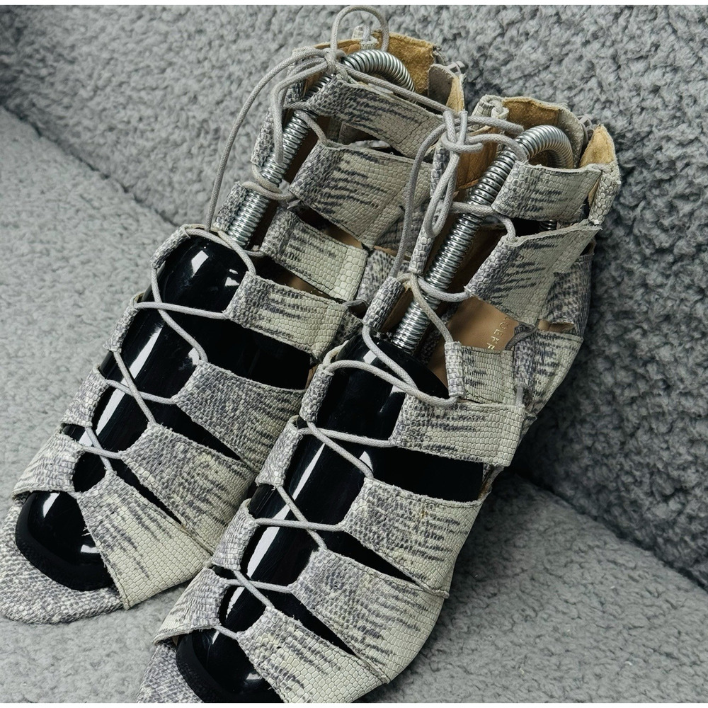 Loeffler Randall Badge Heels Womens 7.25 Gray Strappy Lace Up